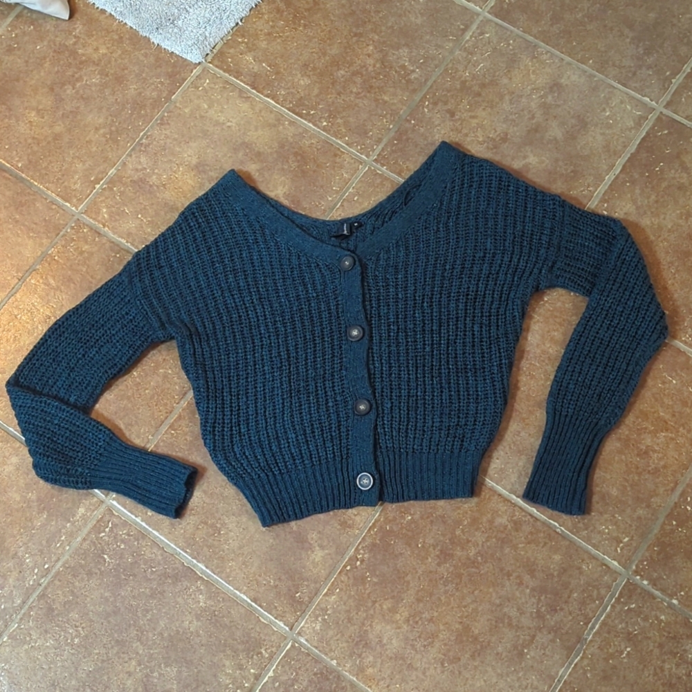 Moon and Madison dark aqua green cardigan